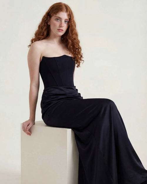 Vestido maxi de satén Delphine Rose