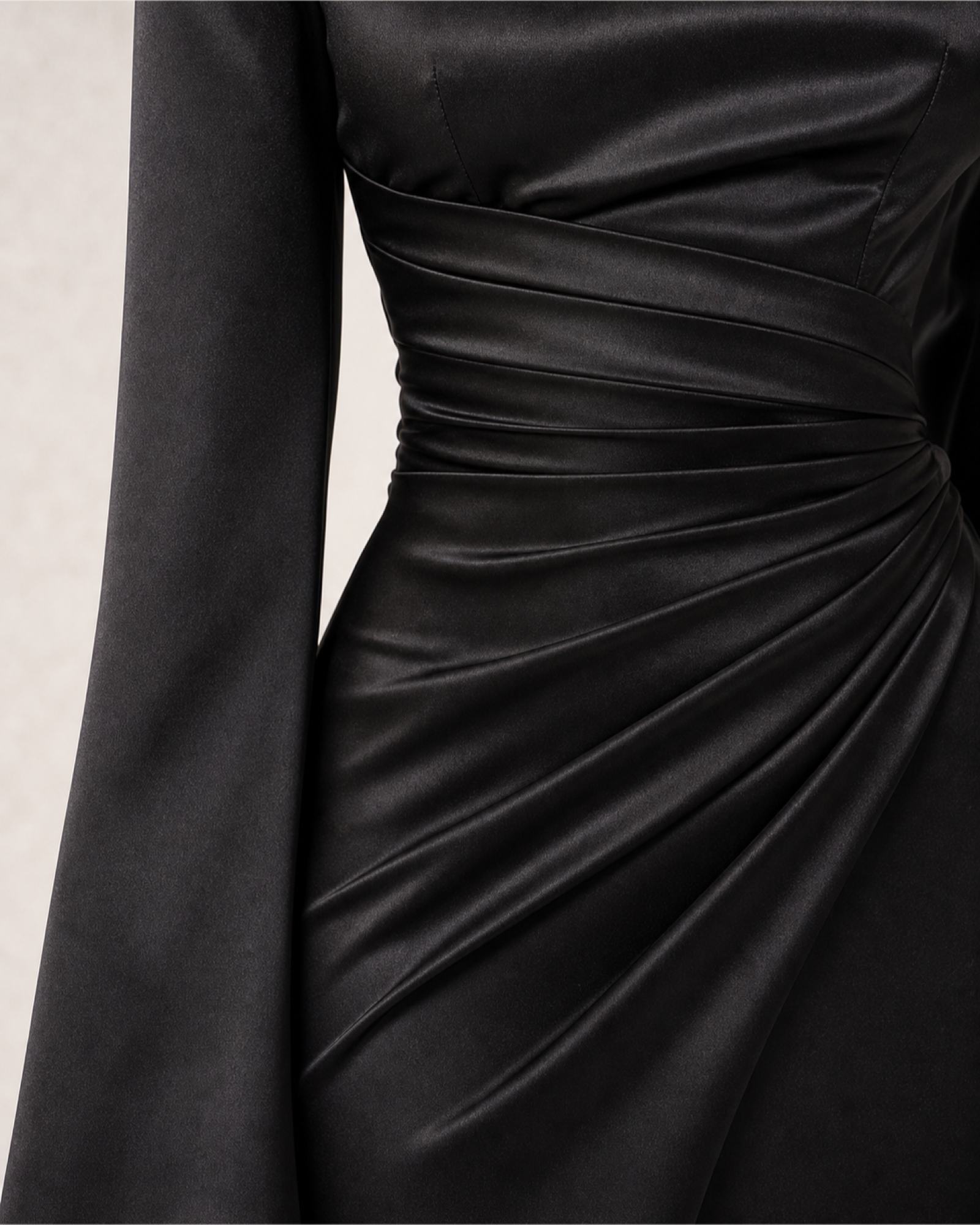 Burgundy Satin Mermaid Gown Lily Rose - Black - Fabric Closeup