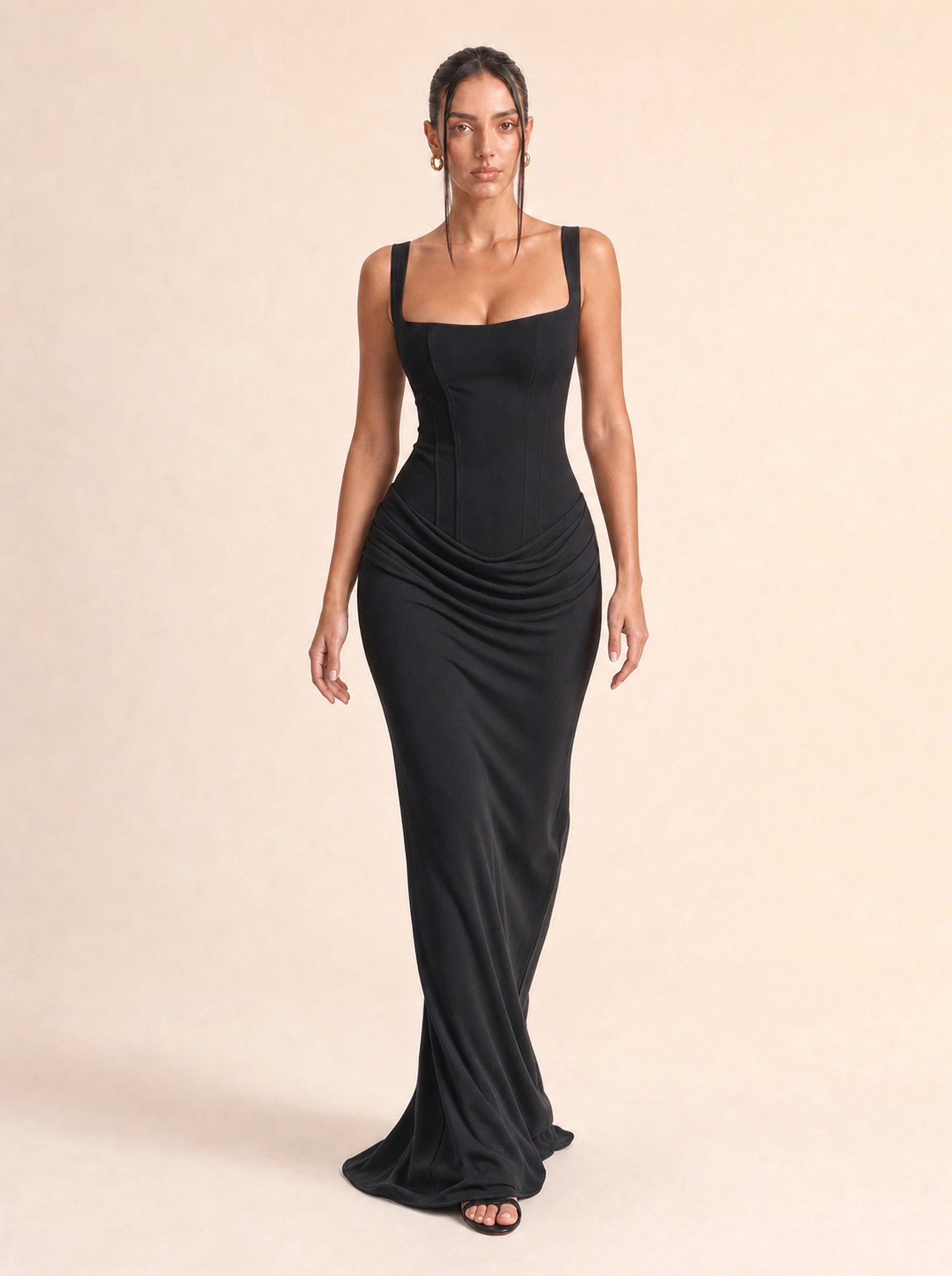 Ruched Bodycon Dress Valentina Rose - Black movement view