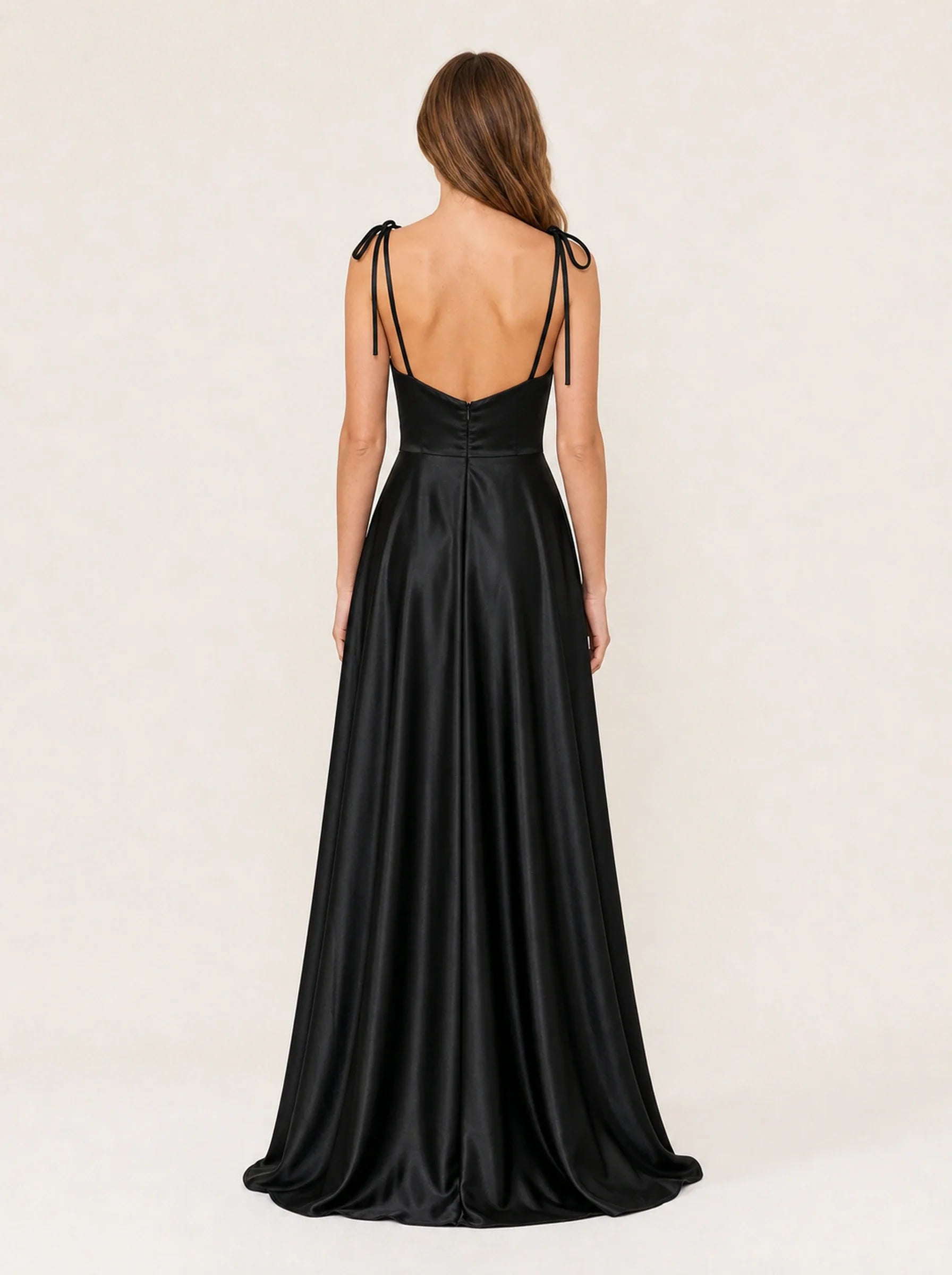 Satin A-Line Prom Gown Isabeau Rose - Black - Back
