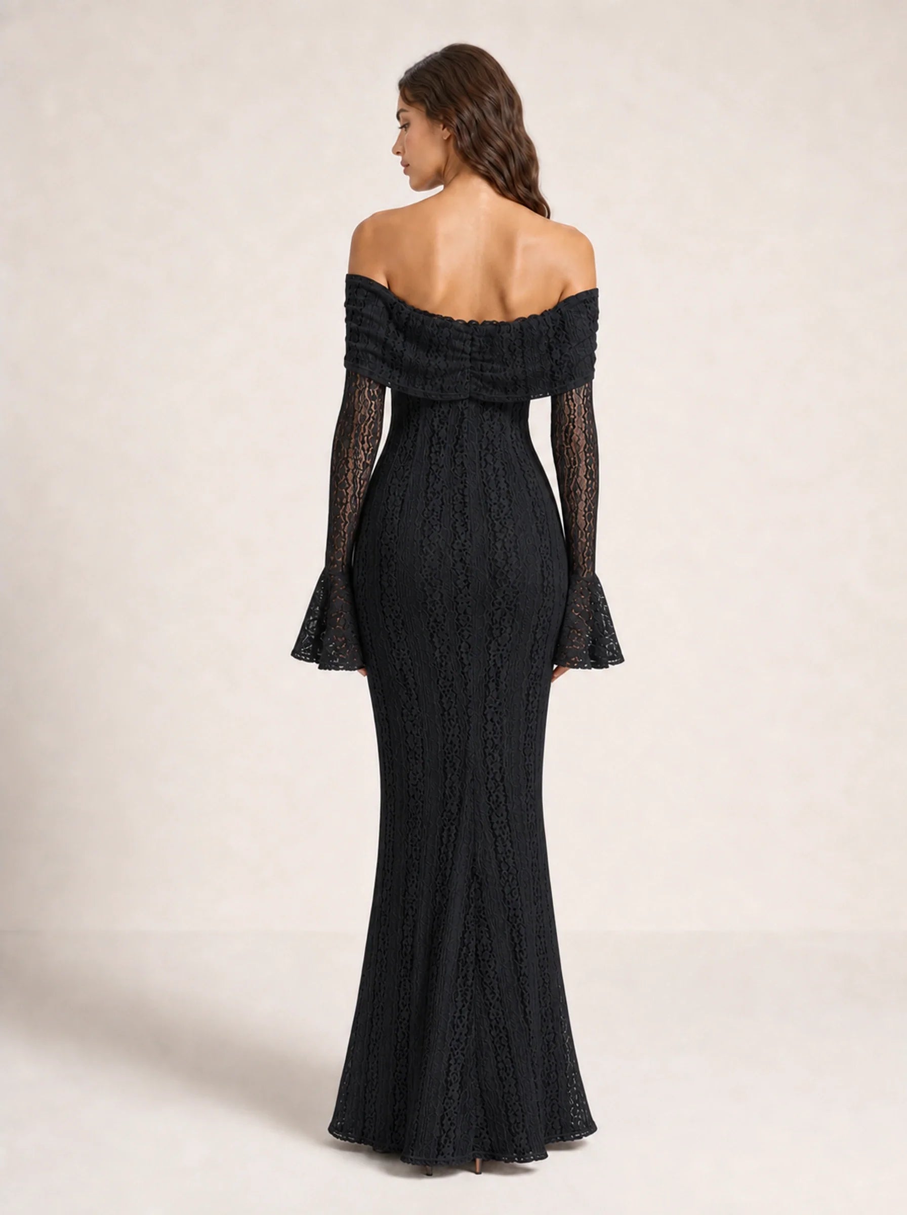 Lace Long Sleeve Gown Seraphina Rose - Black - 02 Back
