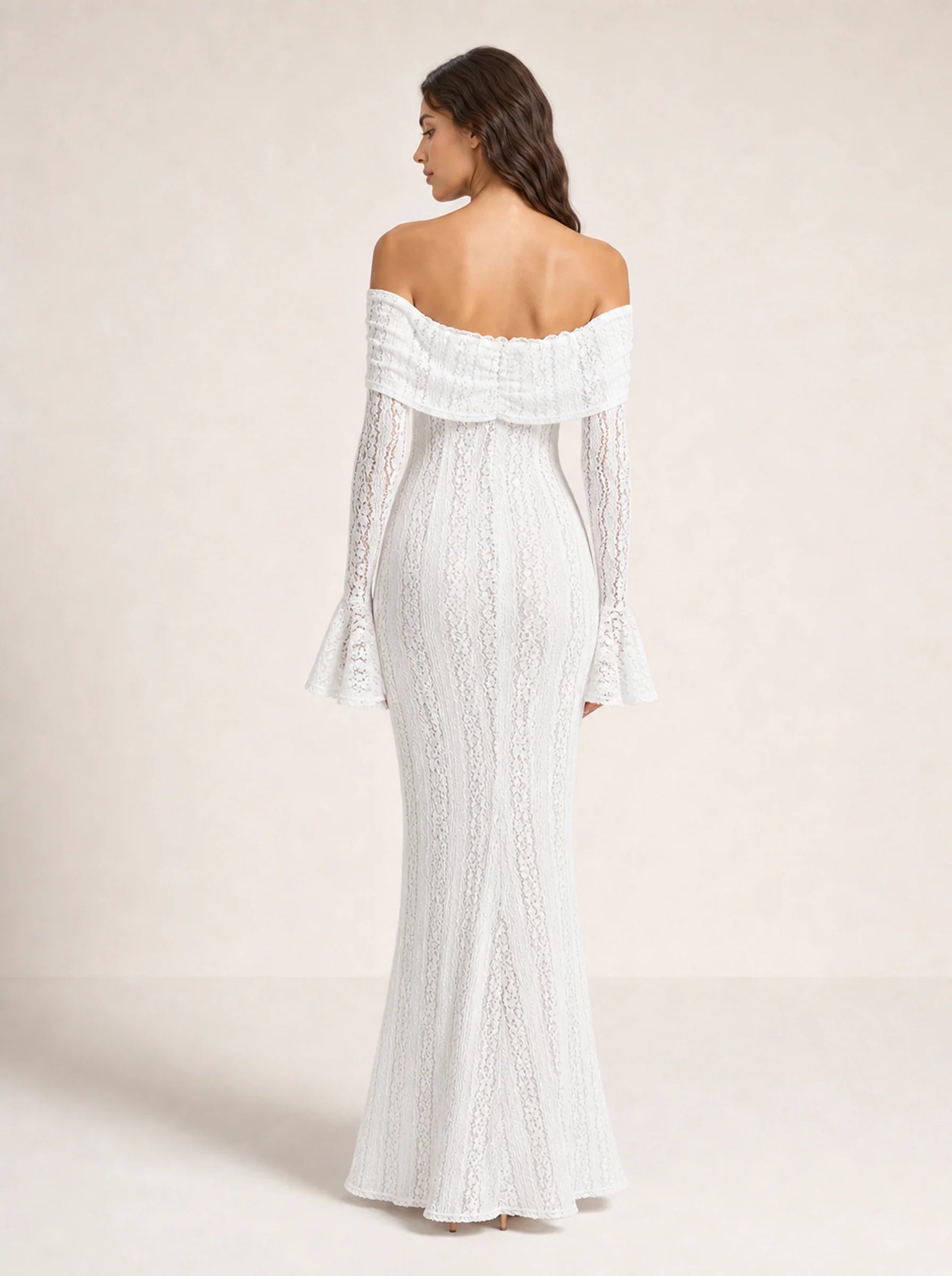 Lace Long Sleeve Gown Seraphina Rose - White - 02 Back